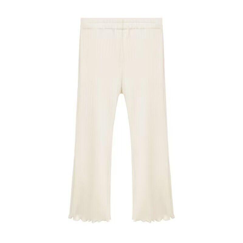 

Детские летние однотонные тонкие трикотажные расклешенные брюки для девочек, повседневные брюки в корейском стиле, капри для девочек в стиле принцессы 90