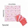 7 floral cotton patches 25x25 cm, ideal for quilting and needlework