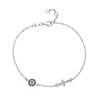 TONGZHE 925 Silver Hamsa Lucky Evil Eye Cross Bracelet Wonder Women Small Blue Cystal Stones Fine Wedding Jewelry