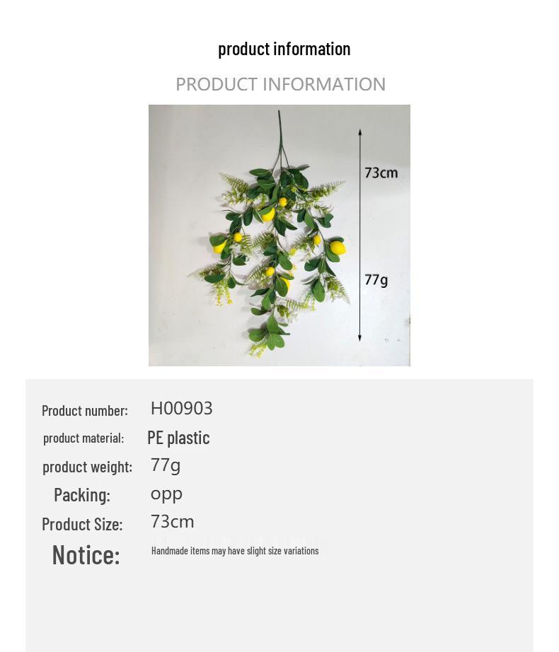 Artificial Lemon Wall Hanging Home Decoration - Green Plant Simulation