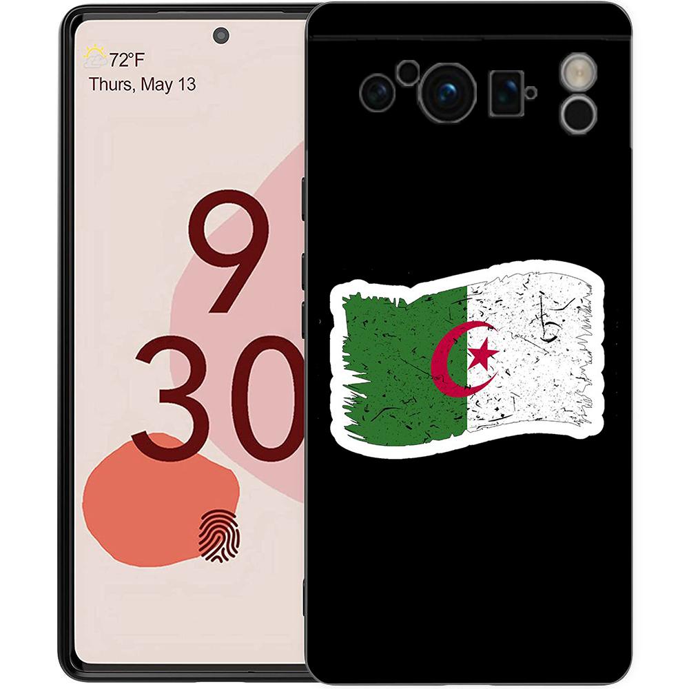Phone Case For Google Pixel 8 A 7 6 Pro 6A 5G Black Soft Shockproof Back Cover Silicone TPU Shell Coque Algeria Flag