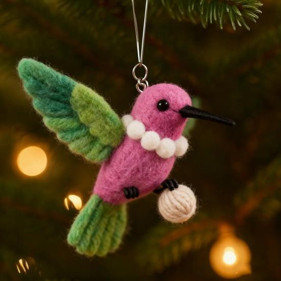 Colorful Hummingbird Christmas Ornament Xmas Tree Car Rearview Mirror Acrylic Hanging Bird Shape Decoration Holiday Party Pendant