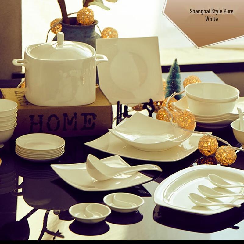 Minimalist Pure White Bone China Dinnerware Set