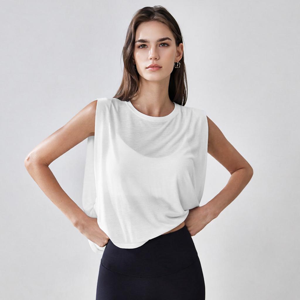 Sports yoga cover-up for women, sleeveless sports tank top, Pilates fitness top, lightweight T-shirt
