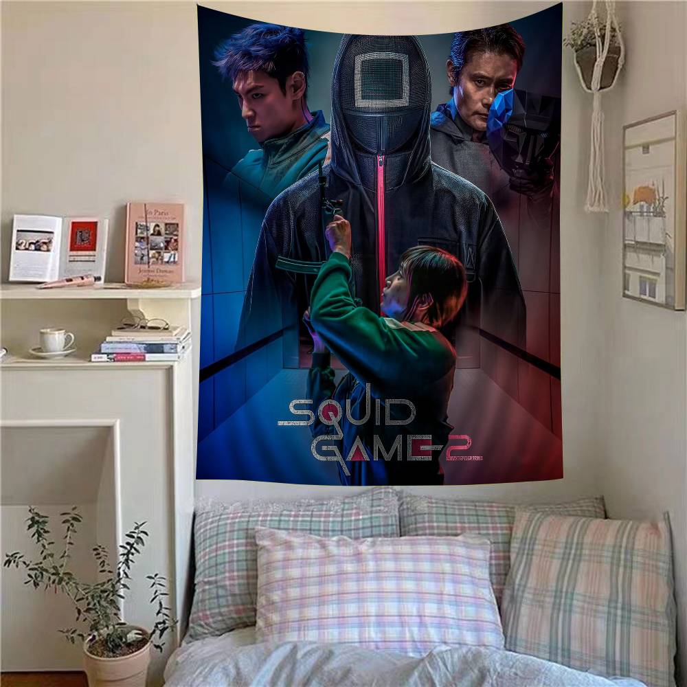 TV S-Squid Game Bedruckter Großer Wandteppich Kunst Science-Fiction Zimmer Heimdekor Dekor Decke
