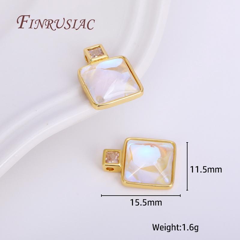 

18K Gold Plated Round/Square/Heart Epoxy Resin Gem Pendant For Pearl Necklace Making, DIY Craft Jewelry Making Supplies 1 Piece
