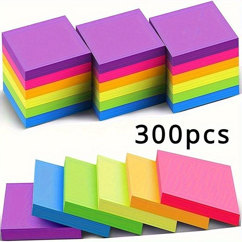 300/600PCS six colors  blank color fluorescent post-it notes are suitable for students' homework, and can be stuck for n times.