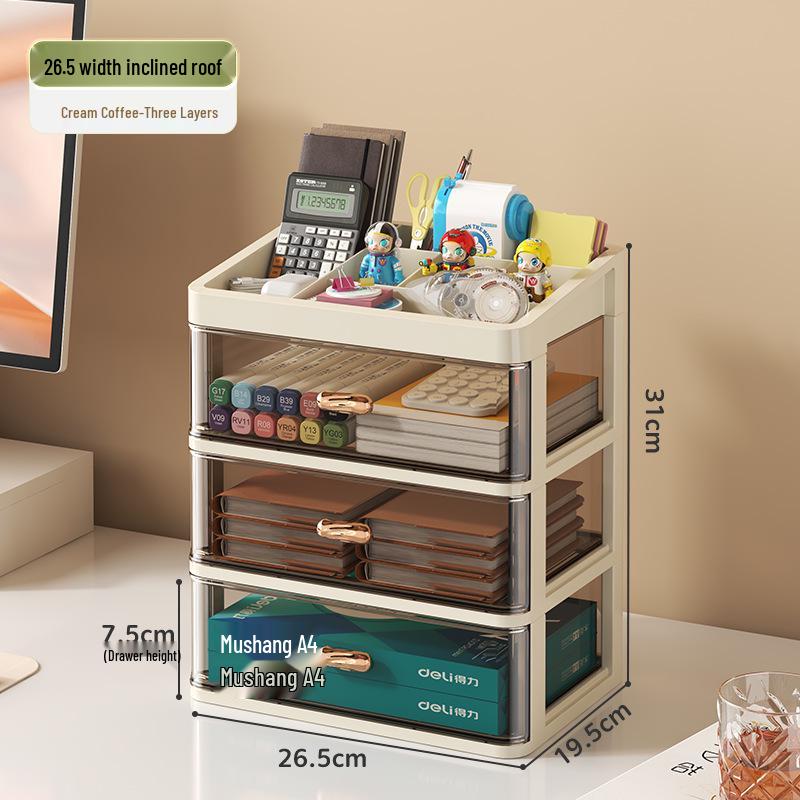 Transparent Multi-Layer Drawer Organizer for Office Desk Supplies