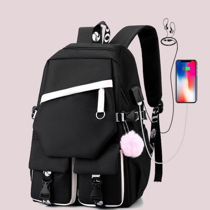Katseye 3-in-1 School Backpack Set USB Charging Lunch Bag Pencil Case for Teenagers Students Lightweight Casual Bookbag with Large Capacity