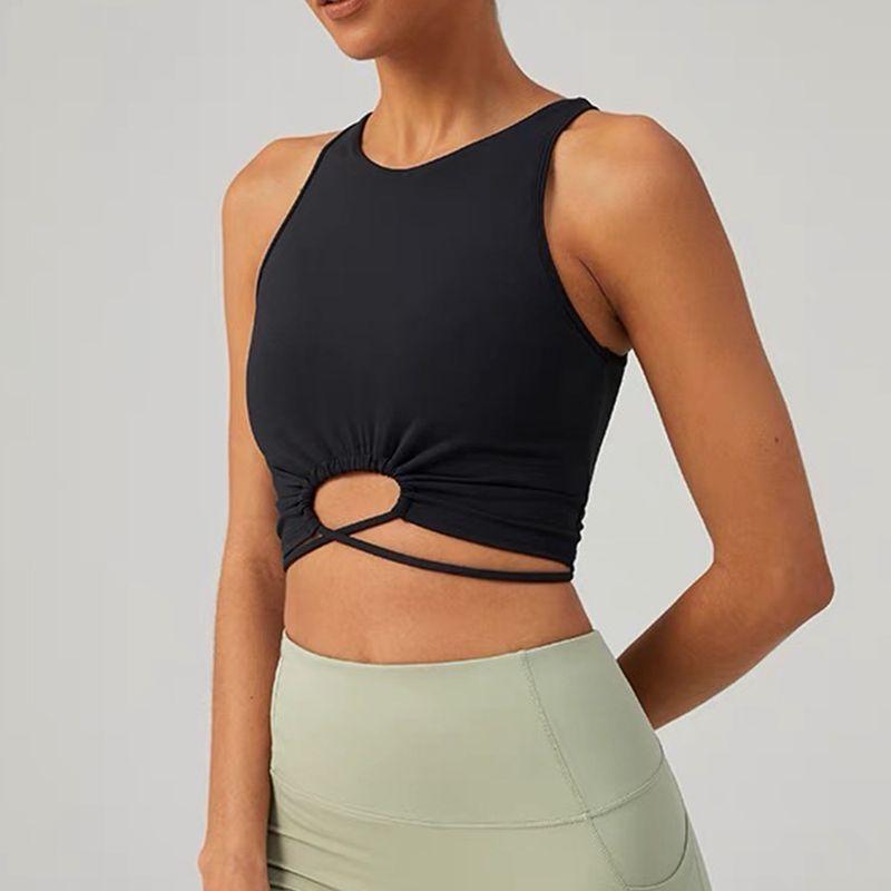 

Exercise Intimates Bubble Wrap High Strength with Chest Pad Workout Bra Sexy Beauty Back Push-up Running Yoga Vest Tops L QC328 Black