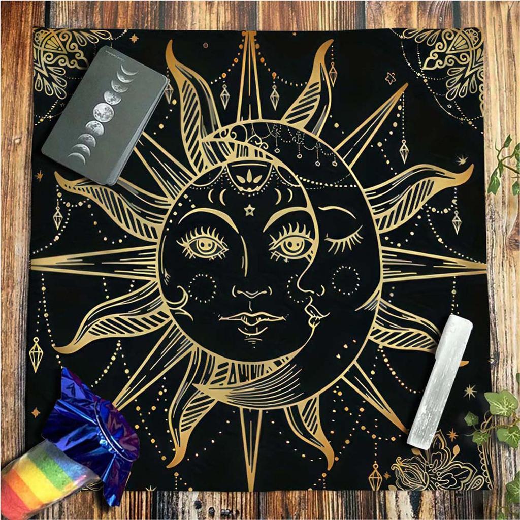Divinations Tischdecke Monde und Sonne Astrologie Tarots Karten Tischdecke Altäre Tuch Divinations Brettspiel Zubehör