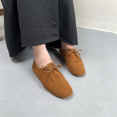 Scarpe basse in pelle scamosciata di mucca, retrò, versatili, comode, con suola morbida, da donna, slip-on