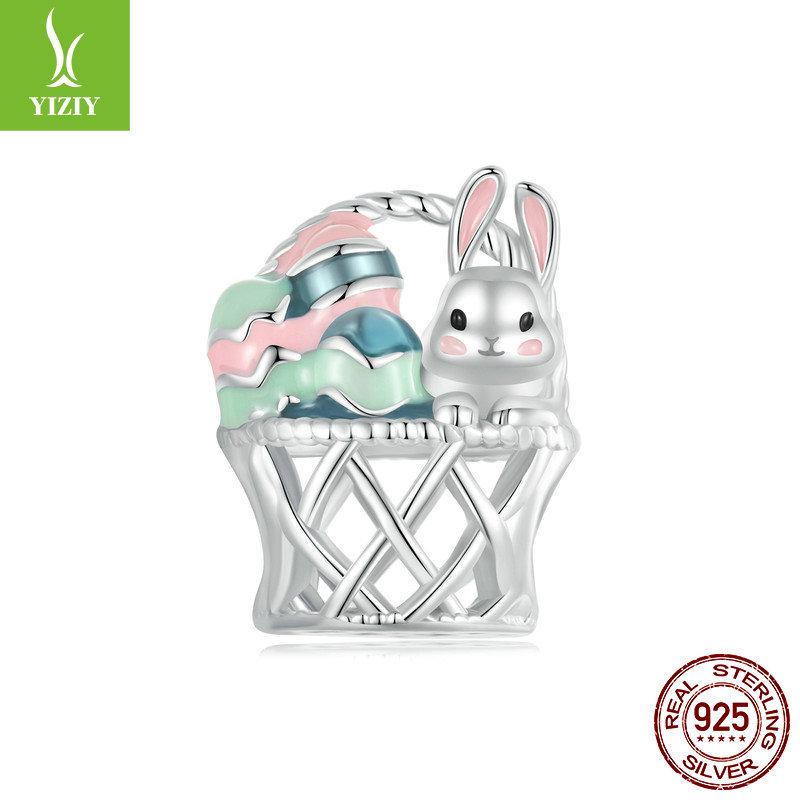 Easter Egg Rabbit Diy Bracelet Beaded, Spring Fresh S925 Sterling Silver Bead Separator