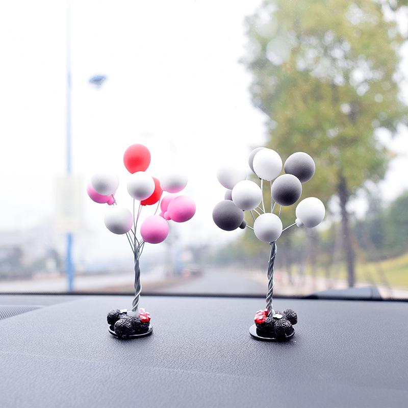 Colorful Balloons Car Decorations Cute Mini Cartoon Car Creative Ornaments Car Accessories for Girls Dashboard