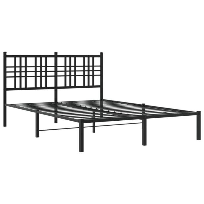 VidaXL Metal Bed Frames with Headboard, Double Bed with Slats and Legs, Indoor Bedroom Adult Bed, 376321