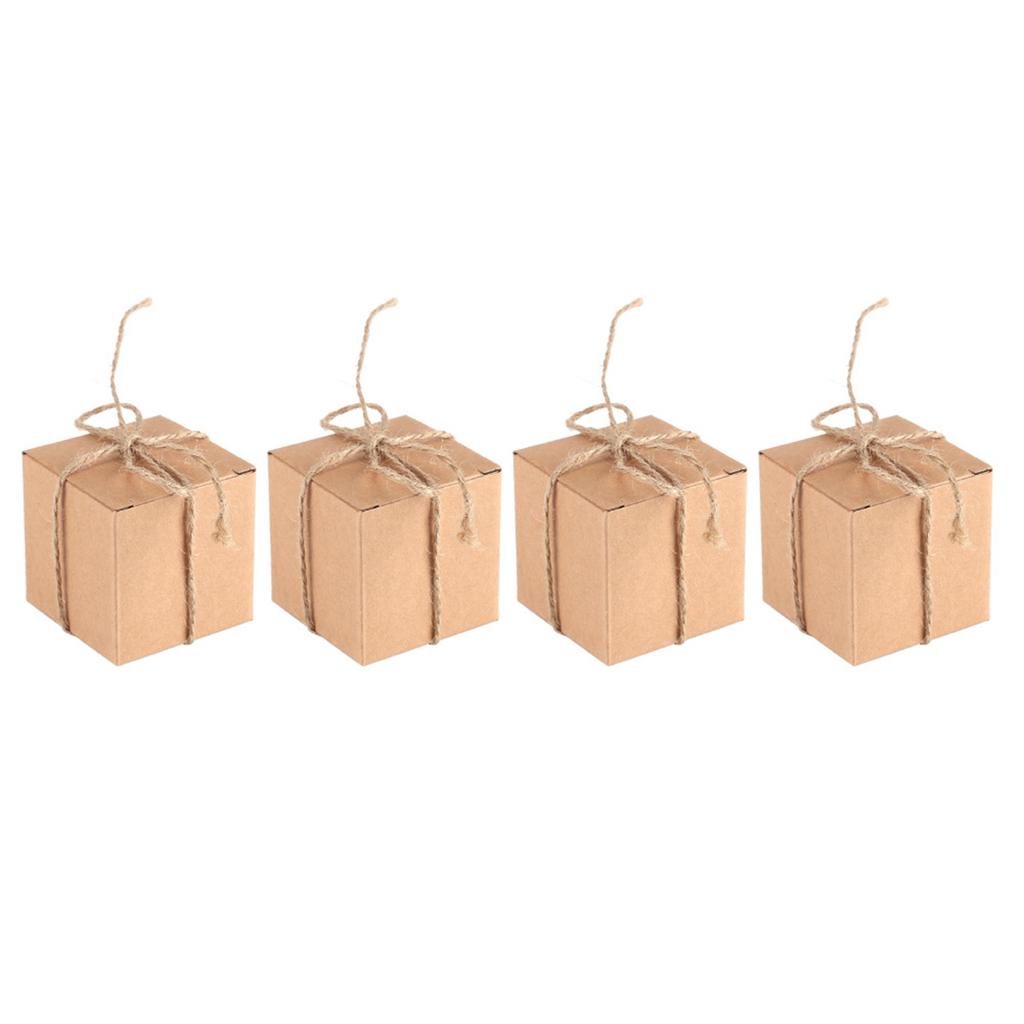 50PCS Brown Kraft Paper Square Wedding Favor Candy Chocolate Gift Party Supply Boxes