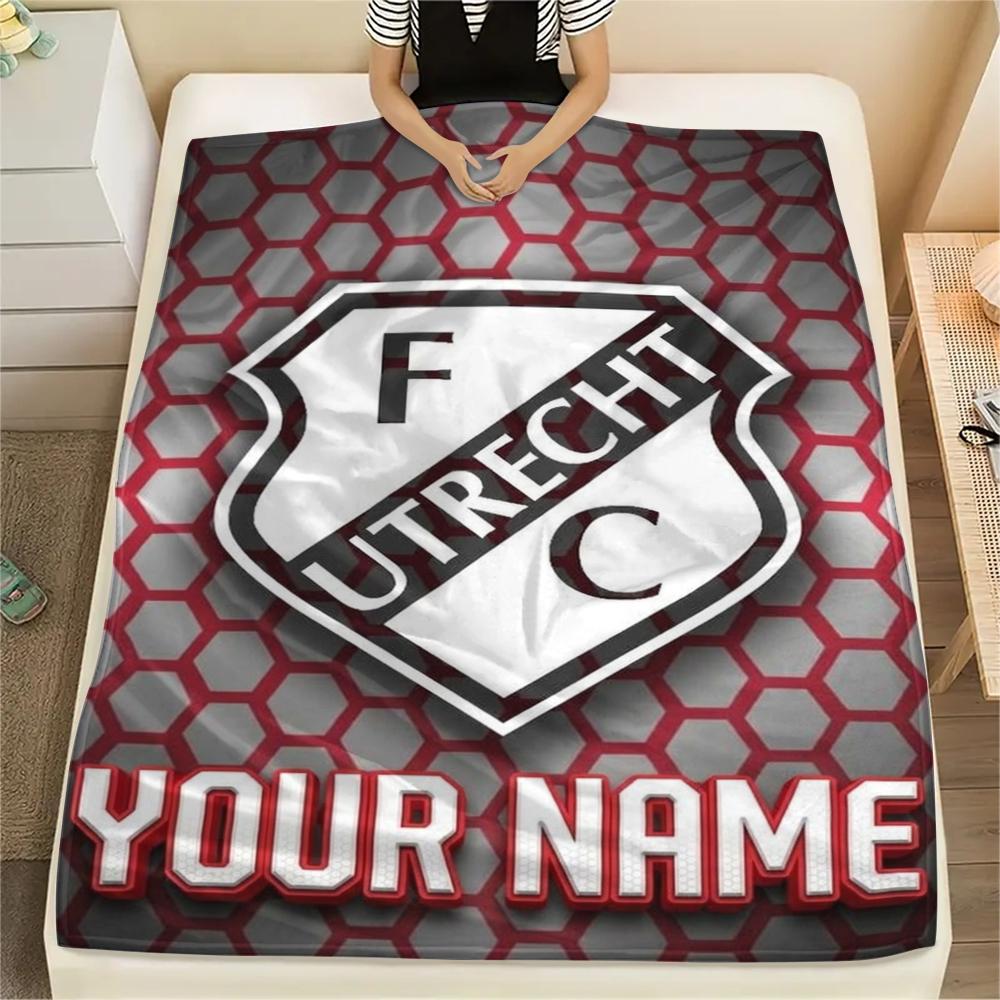 1PC Custom Name FC Utrecht Patterned Flannel Blanket Suitable For All Seasons for Home Decor Warmth and Comfort Gifts Holiday Present