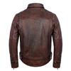 Men's Leather Jacket Vintage Red Brown Real Cow Leather CoatTurn Down Collar Spring Autumn