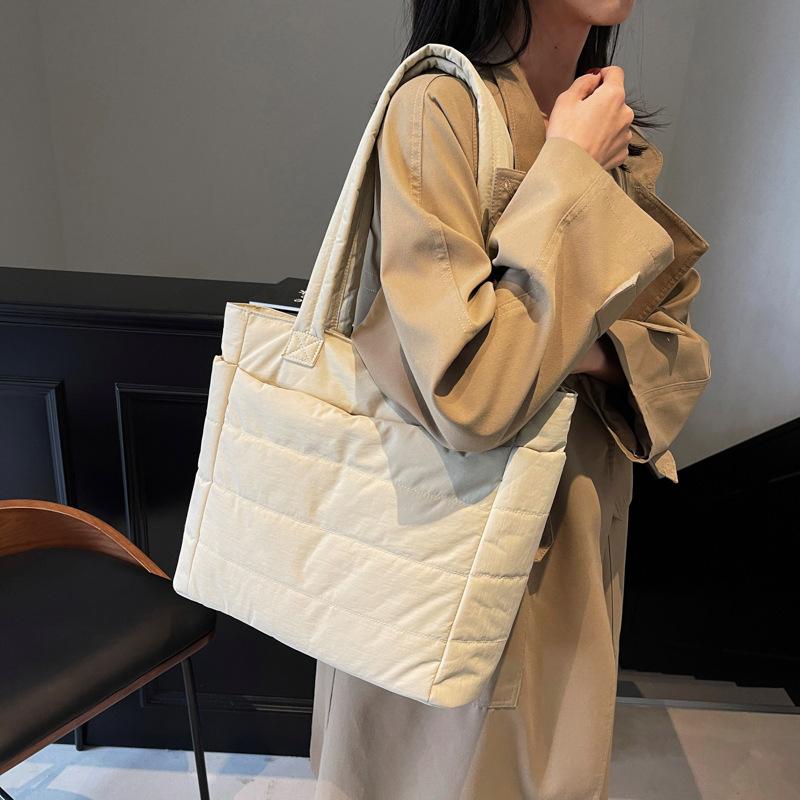 Bavlněná bavlněná taška Zimní Všestranná Ležérní Lehká Jednobarevná Nákupní taška Přenosná Dojížděcí Taška přes rameno