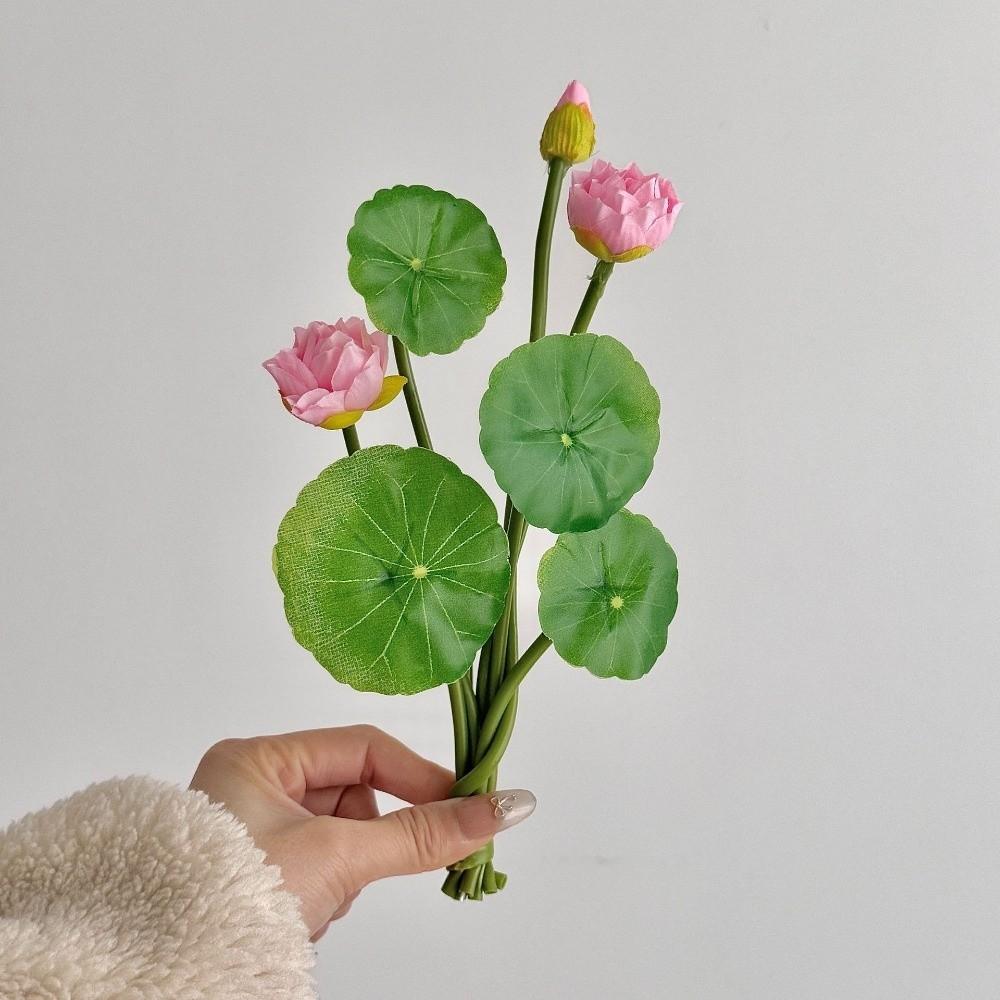 New Pink Artificial Lotus Flowers Lotus Leaves Decorative Artificial Faux Plants Floral Fake Water Lily Flower Home Decor