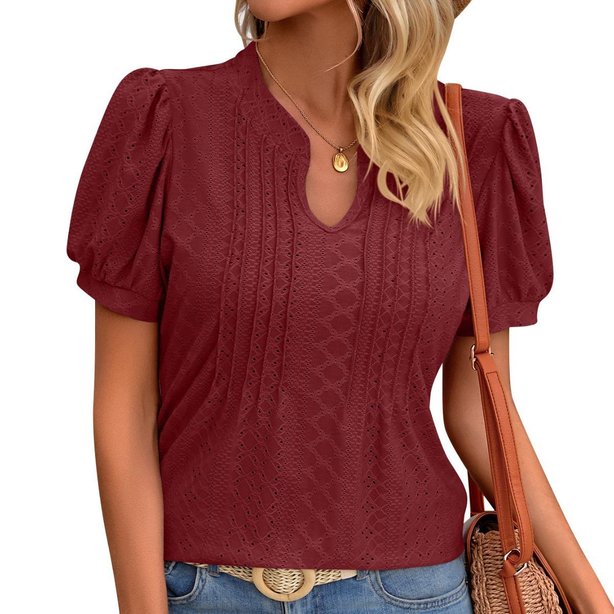 

GMXIA Весна-Лето Однотонная футболка с V-образным вырезом и свободным коротким рукавом XXL