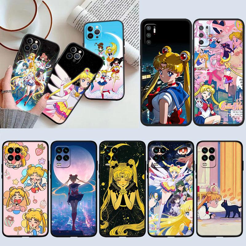 TR34 S-Sailors Art M-Moon Shell Phone Case for Samsung Galaxy S20 S21 S22 Ultra FE Plus A21S A22 A24 A25 A26 A30 A30S A31