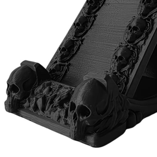 Soporte para Teléfono Calavera Gótica, Impresión 3D Forma de Esqueleto Negro Mate, Soporte Estable para Teléfono Móvil como Accesorio de Escritorio