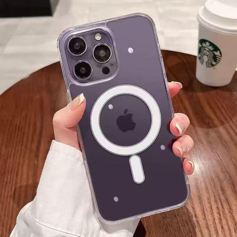 Magnetické bezdrátové nabíjecí pouzdro pro Apple 17 Pro Max - Průhledný minimalistický ochranný kryt kompatibilní s MagSafe