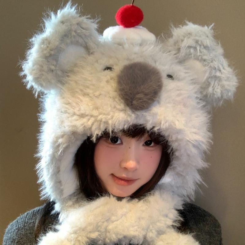 Damen S Koala Plüsch Ohrenklappen Wintermütze Warm Verdickt Für Große Köpfe