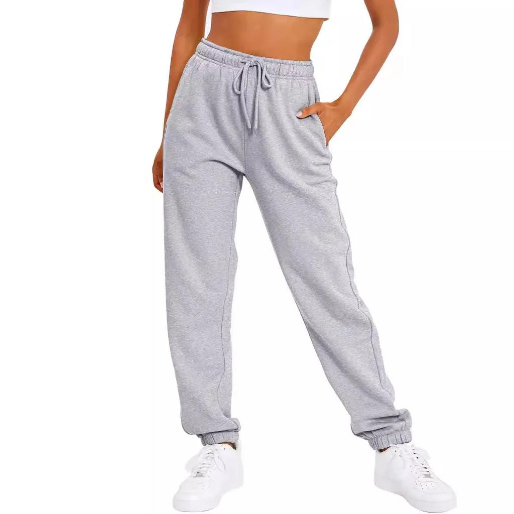 High Waist Straight Leg Pants Fleece Lined Loose Casual Sports Sweatpants for Autumn Winter Women's Long