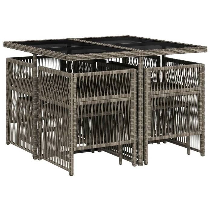 VidaXL Ensemble à Manger de Jardin avec Coussins 9 pcs, Table et Chaises à Dossier Rabattable, Meubles d'Extérieur Patio 3210956