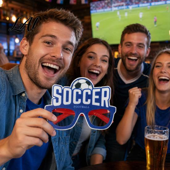 Football Shape Glasses Glasses Soccer Themed Decorative Lightweight Paper Frame Colorful Party