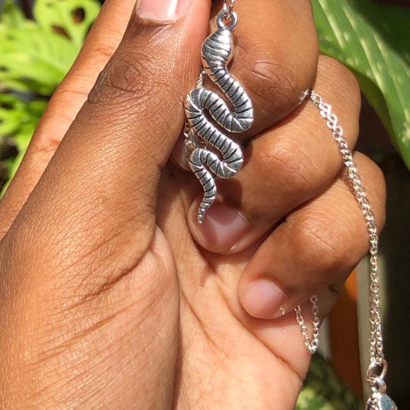 Punk Snake Pendant Necklace in Silver for Men and Women