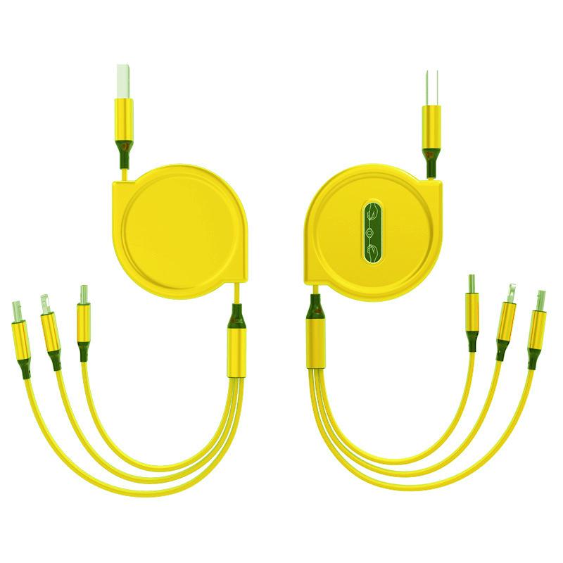 Retractable Macaron 3-in-1 Fast Charging Cable with Custom Logo