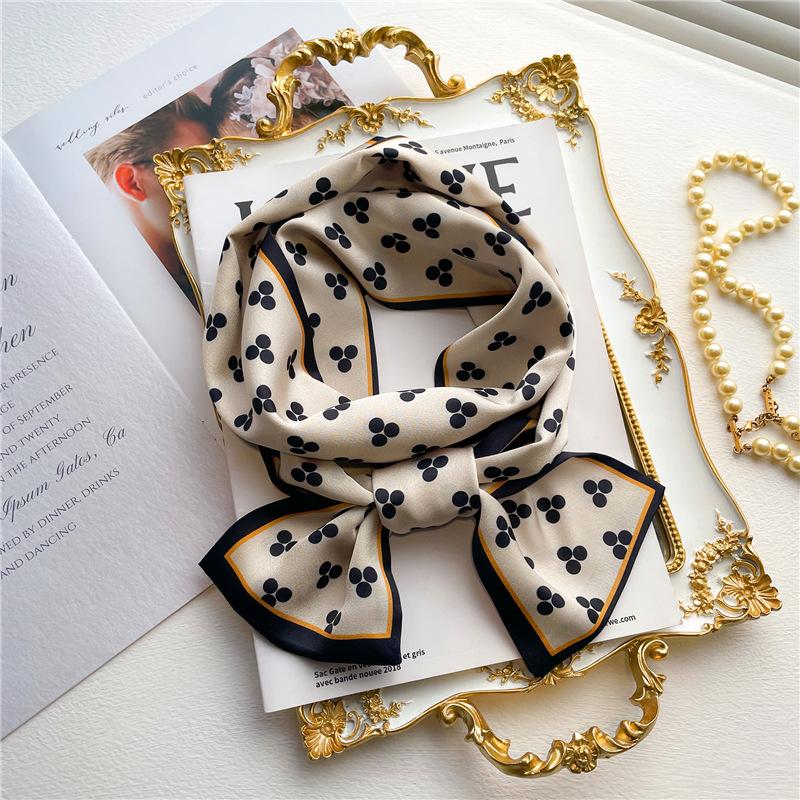 Women Luxury Design Print Silk Ribbon Female Foulard Floral Headband Neck Tie Bag Suit Scarf Hair Band Kerchief Neckerchief