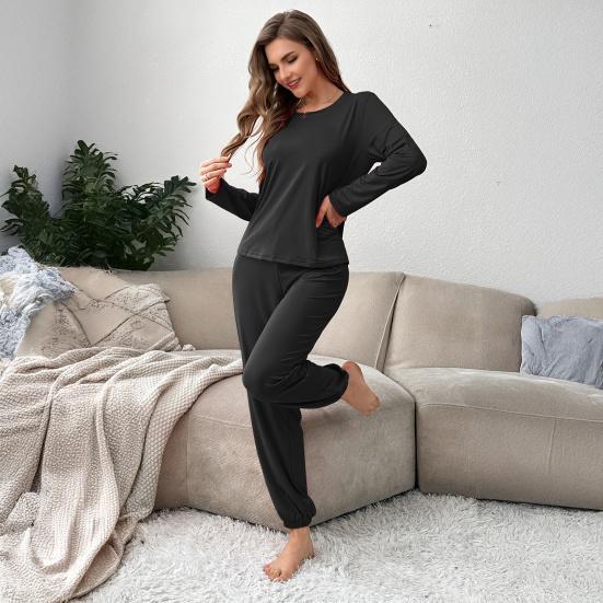 2 Piece Women's Pajama Set Long Sleeve Top with Jogger Pants Pjs Set Fall Loose Sleepwear Lounge Set