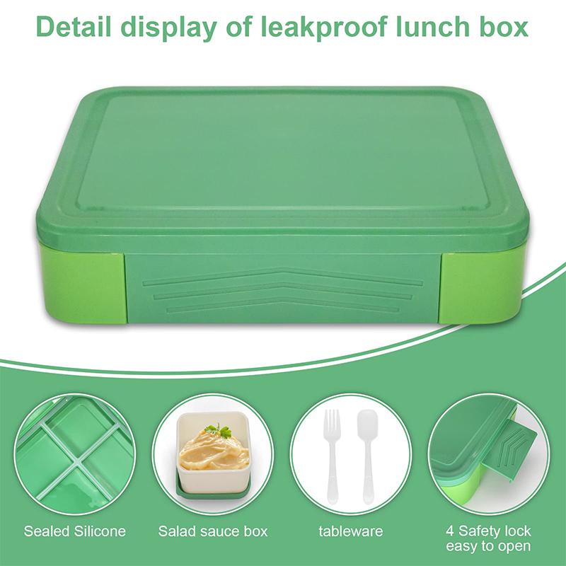 Fach-Lunchbox Kunststoff Tragbare Lunchbox Studenten Büro Bento-Box Mikrowellen-Lebensmittelbehälter mit Gabel und Löffel