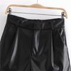 Women Chic Fashion Faux Leather Side Pockets Shorts Vintage High Waist Zipper Fly Female Skirts Mujer Streetwear