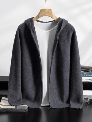 Men's Heavyweight Thickened Cashmere Zipper Knit Hoodie - Autumn/Winter Wool Cardigan New Arrival