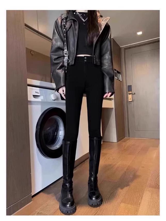 Women's High-Waisted Fleece-Lined Skinny Pants for Winter 2025 - Perfect for Sports & Yoga