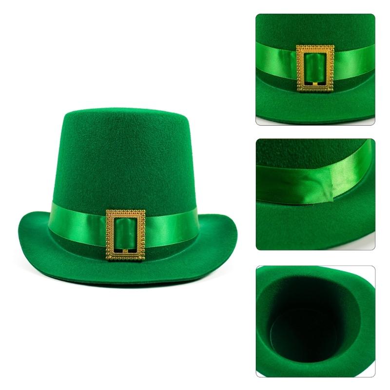 Irish Saint Patricks Day Shamrock Hat Funny National Day Hat Personality Carnivals Party Christmas Adult Flat Top Hat