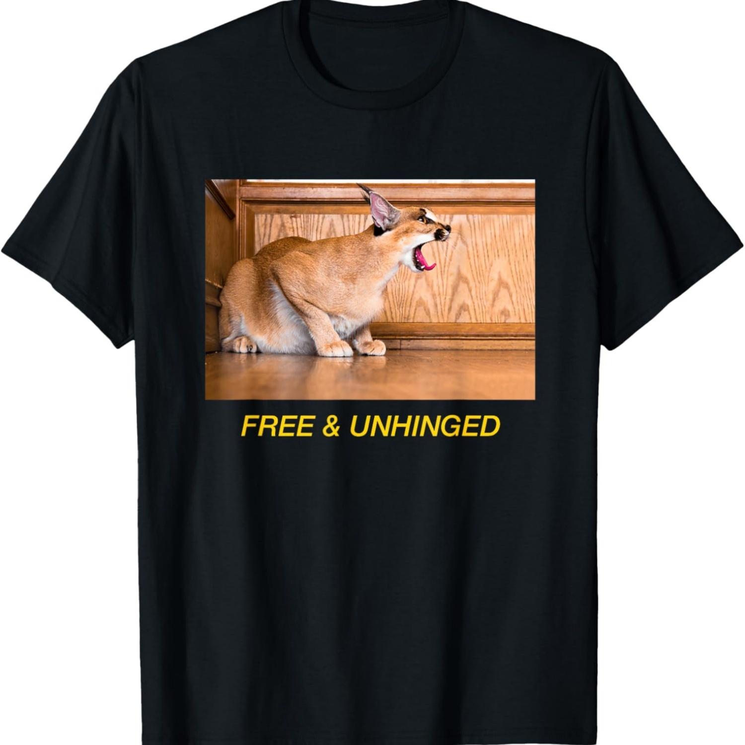 meme cat caracal big floppa joke ironic humor funny graphic T-Shirt for Men Women S