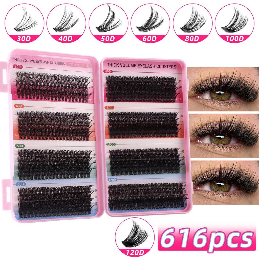 640-Cluster D-Curl False Eyelashes Set - DIY Segmented and Dense Lashes