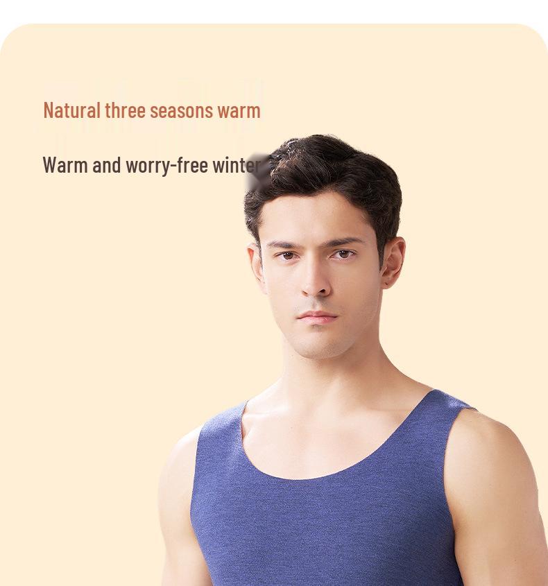 Antibacterial Fleece-Lined Seamless Warm Vest for Men - Autumn/Winter