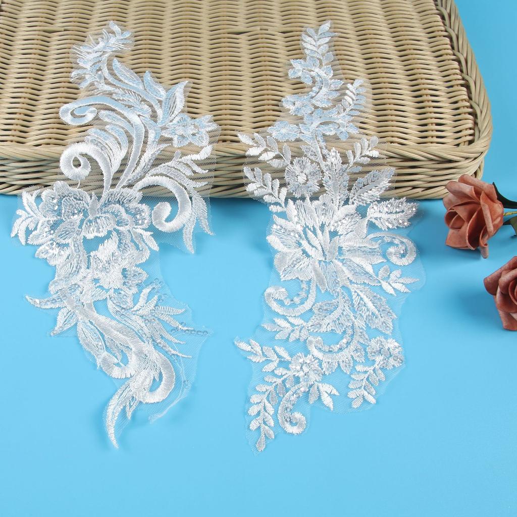 White Car Bone Pair Flower Wedding Dress Evening Dress Children'S Princess Dress Patch Pair Flower Bride Headdress Jewelry Headband Accessories