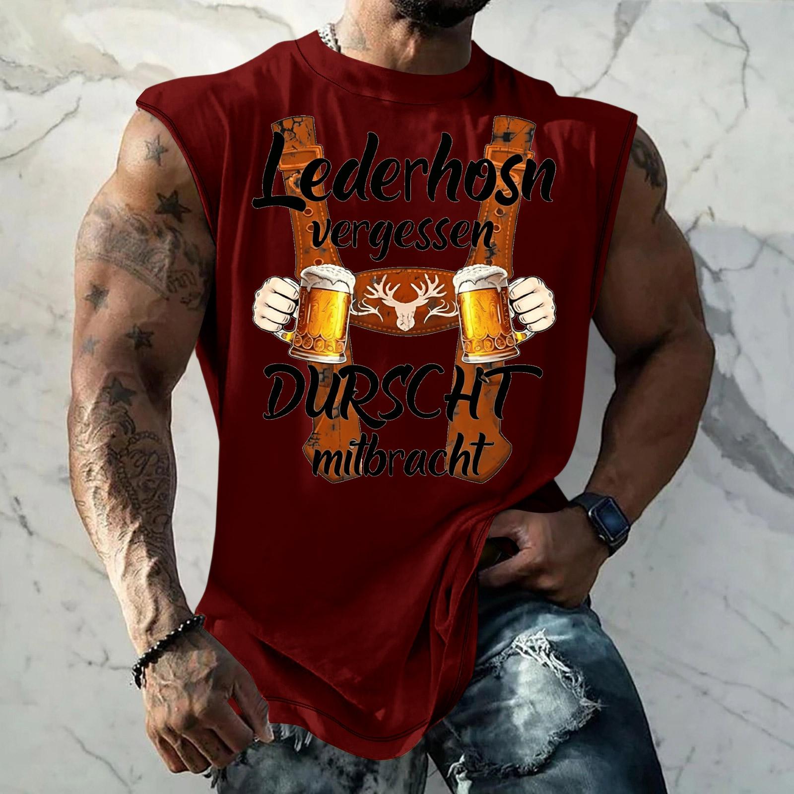 

Men Sleeveless Tank Top Loose Fit Casual Streetwear Muscle Shirt Printed Graphic Design Summer Beachwear Gym Workout Vest XXXXXL червоний