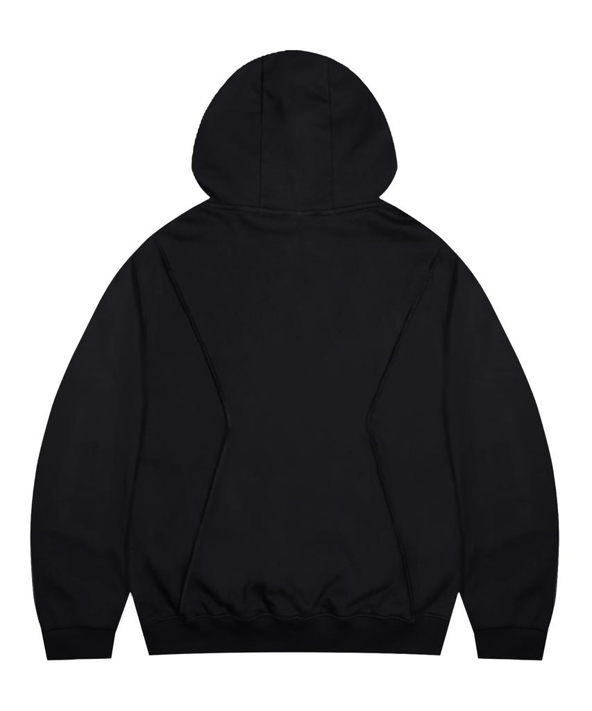 Xtt106 Leather Applique Cotton Hoodie (Black)