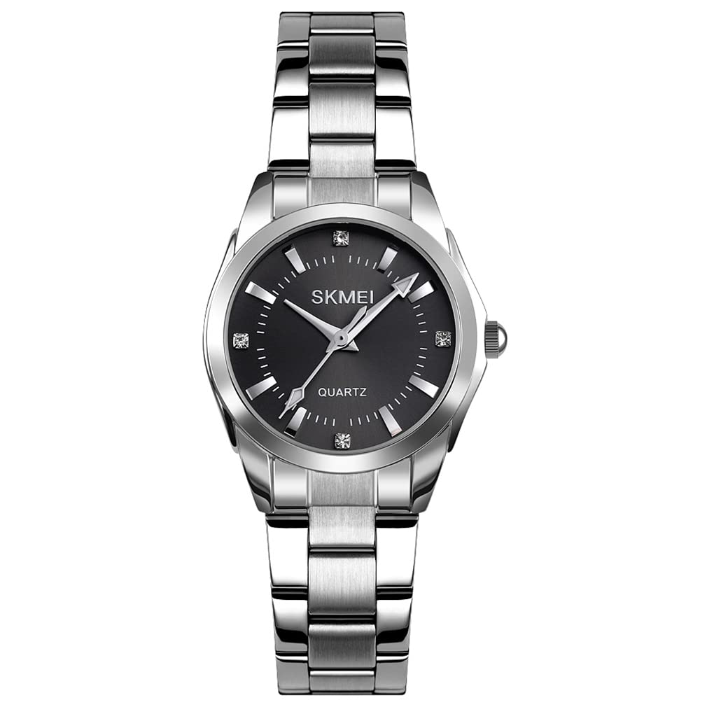 

SKMEI Women s Watch, Stylish Silver Stainless Steel, Waterproof, Business, Classic, Analog Quartz, Brand Name, Casual, Simple, Luxury, Gift, Black