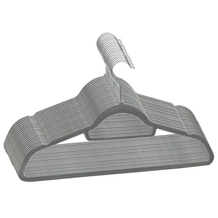 Cintres antidérapants - vidaXL - 20 pcs - Gris - Velours - Crochet rotatif 360°