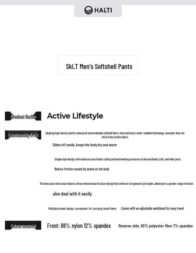 HALTI Herren Softshell Verdickte Warme Freizeit Hose